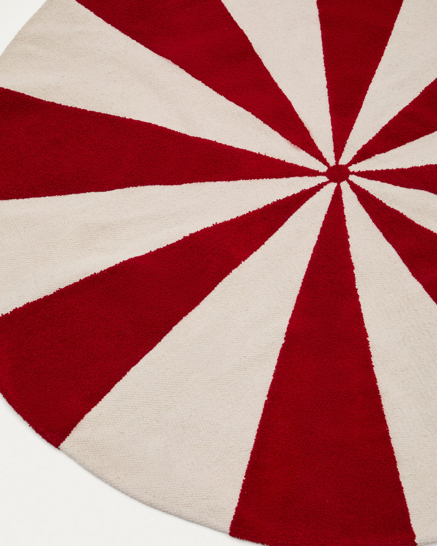 Teppich Wirla 100% Baumwolle beige und rot Ø 100 cm