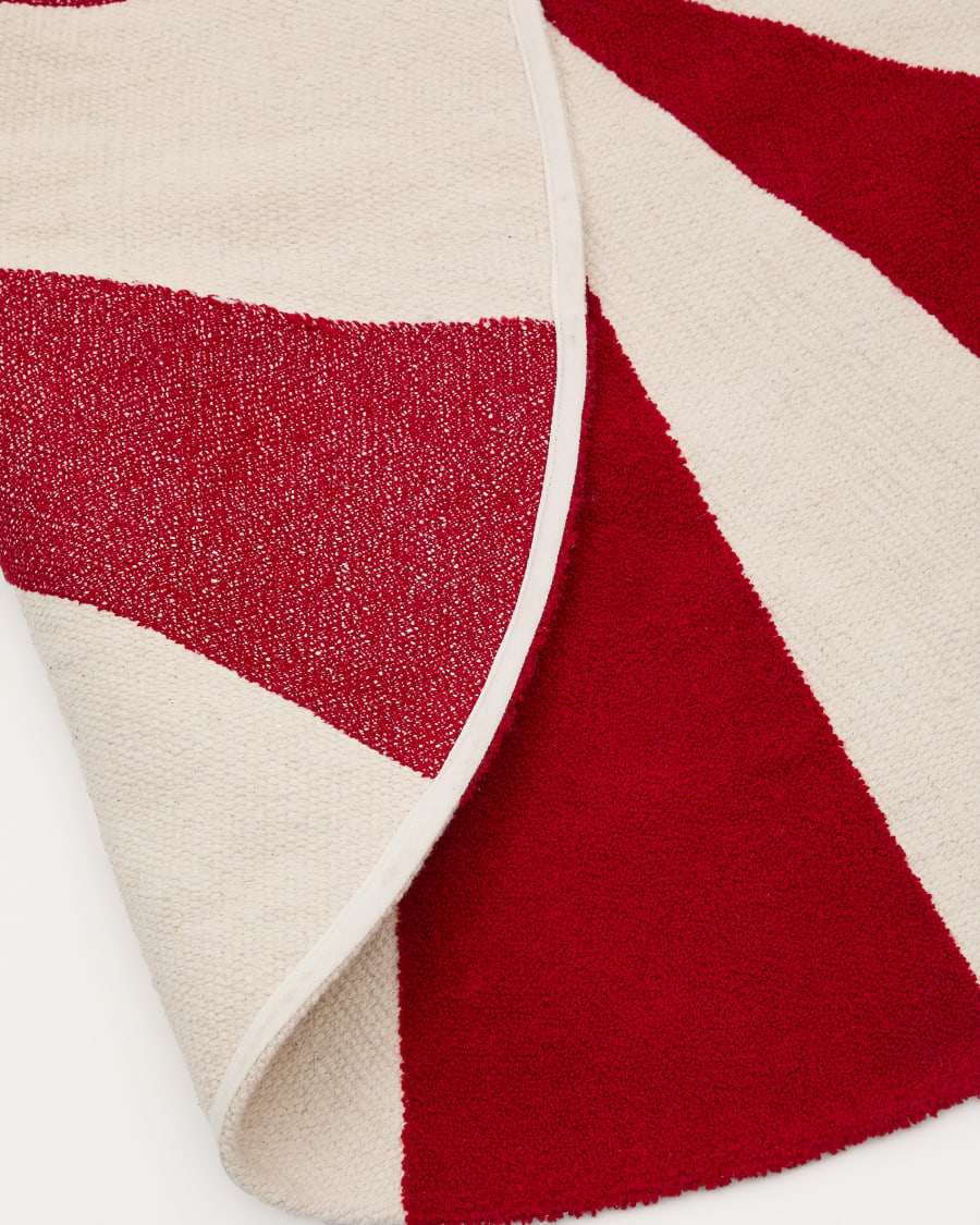 Teppich Wirla 100% Baumwolle beige und rot Ø 100 cm