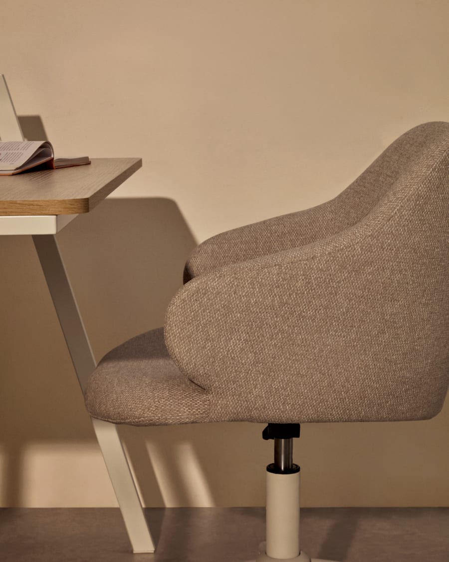 Einara light grey office chair and legs made of steel in matt white