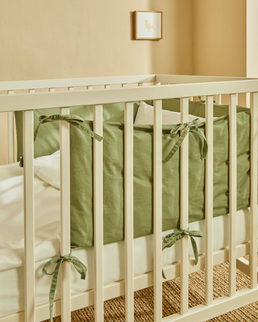 Laily green cot protector made of 100% organic cotton, 180 x 30 cm