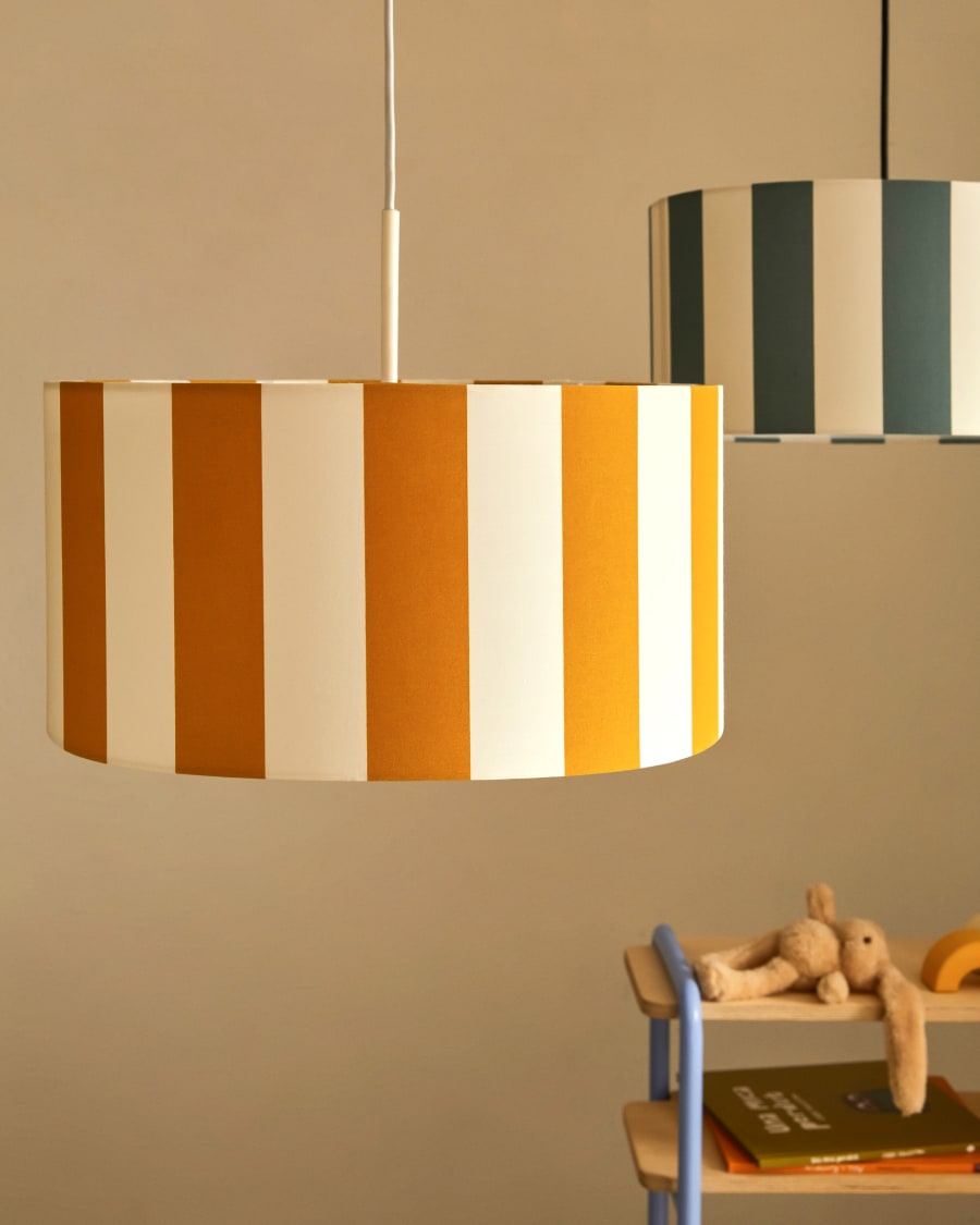 Abat-jour pour plafonnier Ciral à rayures jaune et blanc  Ø 40 cm