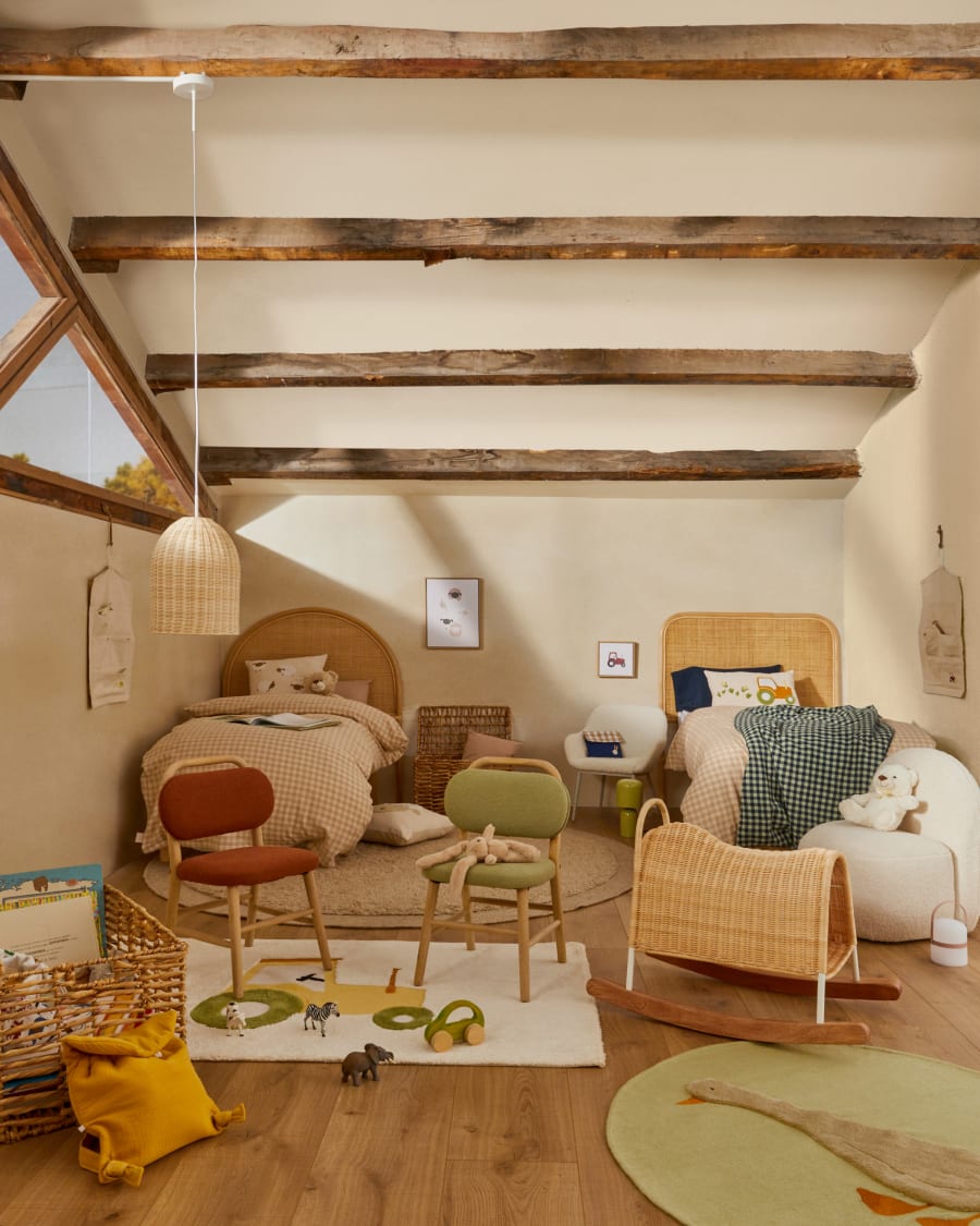 Pecky beige, 100% cotton rug with a tractor feature, 90 x 150 cm