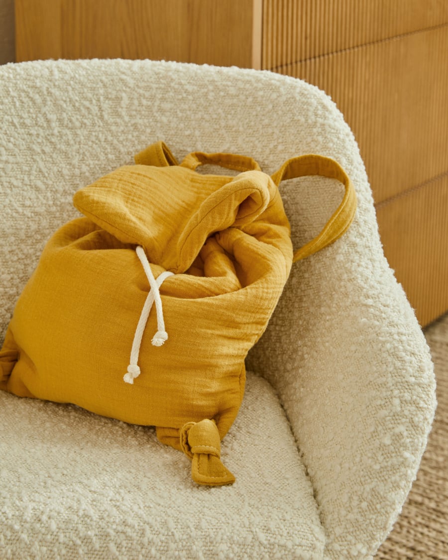 Yamile children's backpack organic cotton GOTS in mustard