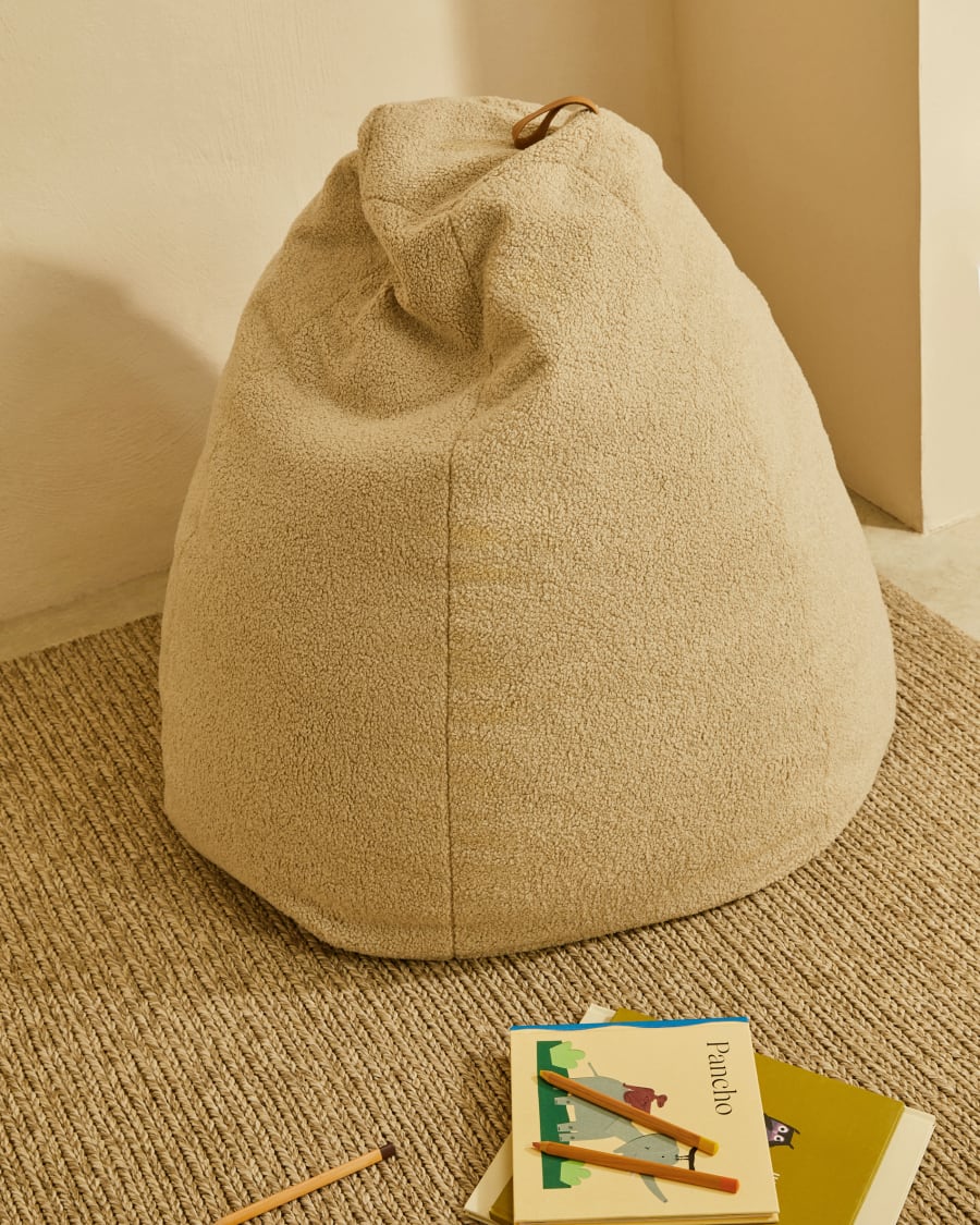 Sitzsack Vicka Bouclé beige Ø 70 cm