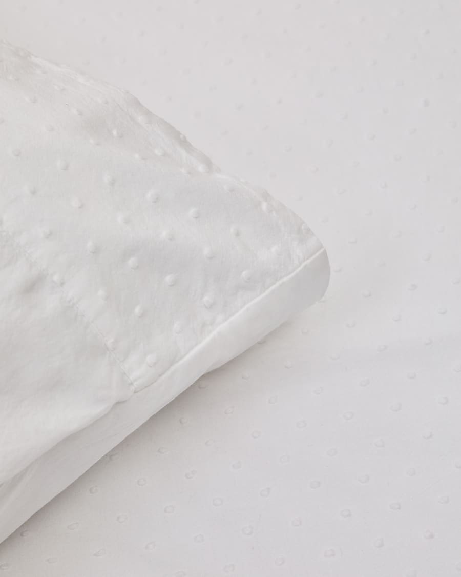 Atenie white duvet cover and pillowcase set 100 cotton percale plumeti detail 90 cm bed Kave Home Germany
