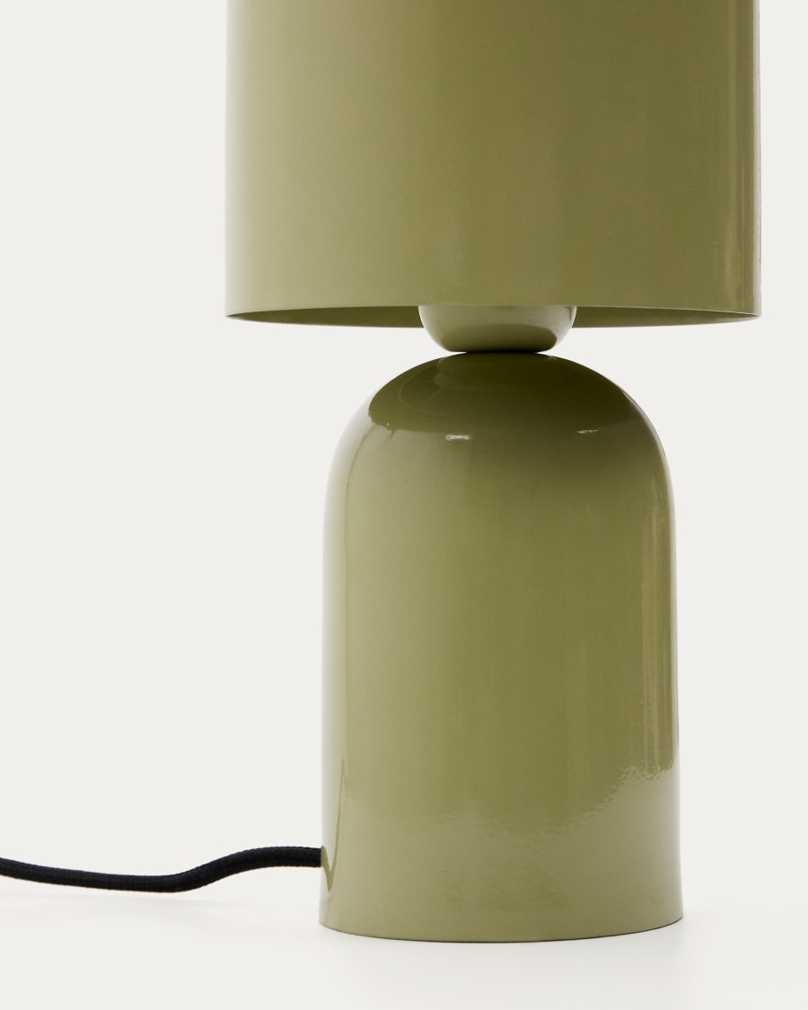 Monze table lamp in light green painted metal UK adapter