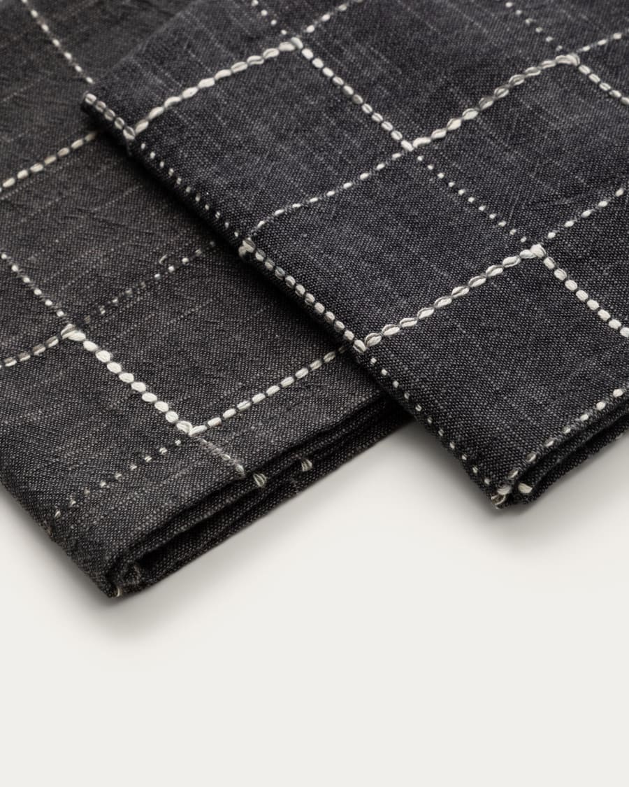 Ersen set of 2 black, 100% cotton napkins