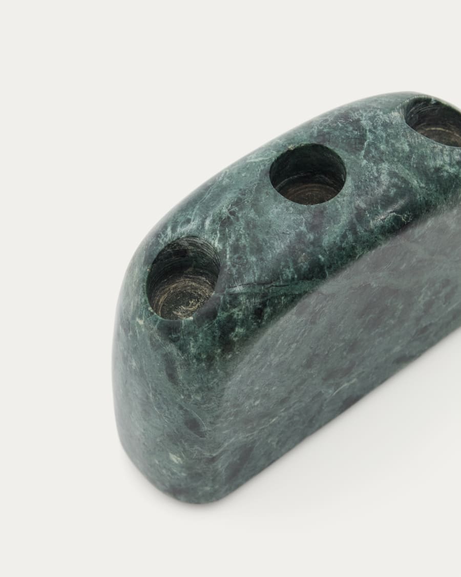 Signe medium-sized, green marble candlestick, 10 cm