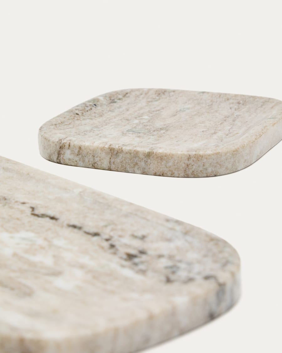 Nesa set of 2 white marble serving trays