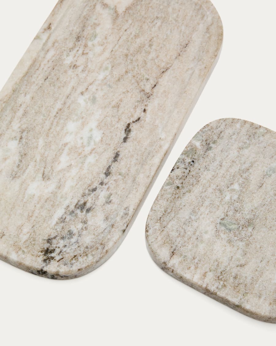Nesa set of 2 white marble serving trays