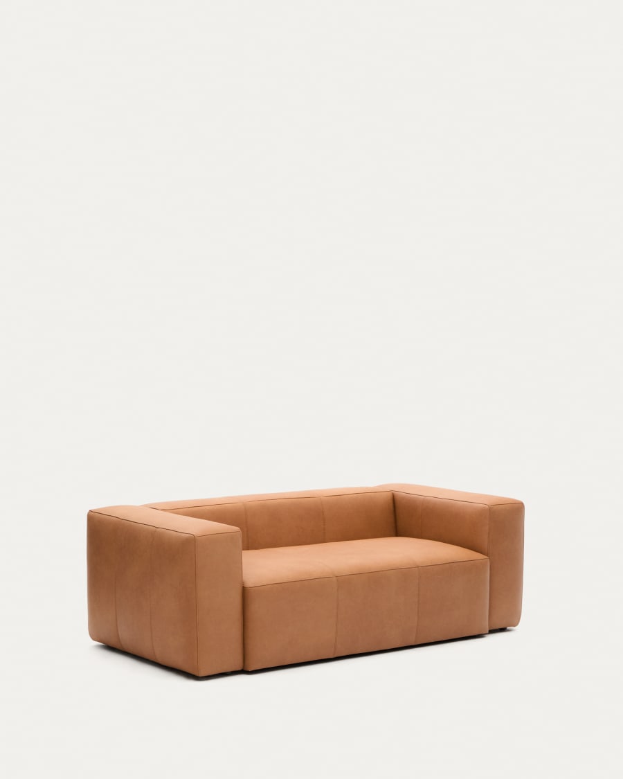 Blok brown leather 2-seater sofa 210 cm
