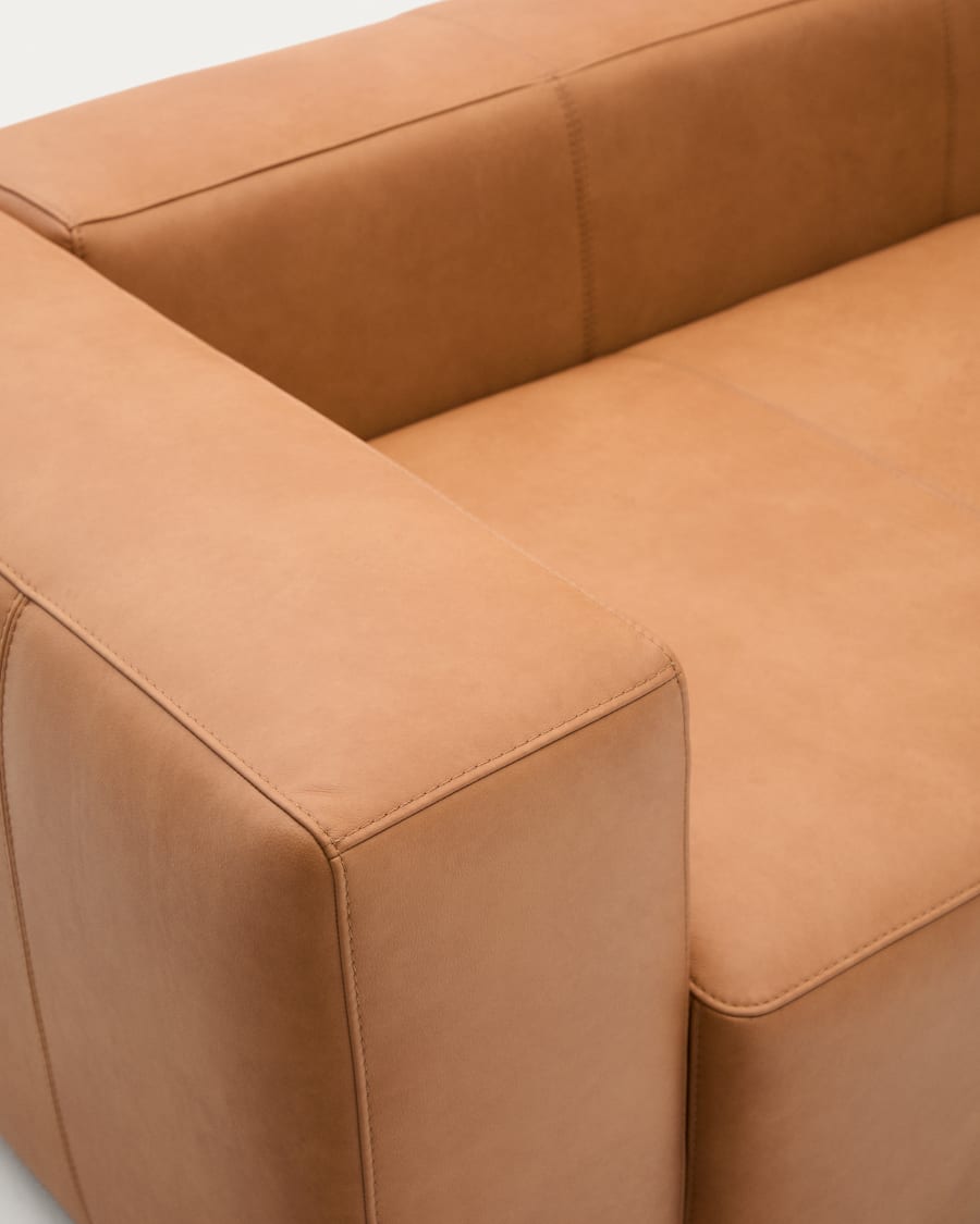 Blok brown leather 2-seater sofa 210 cm