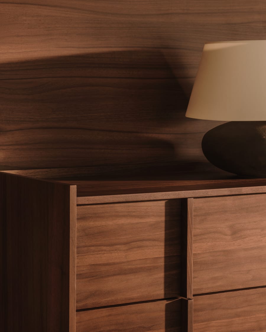 Onix chest of drawers with 3 drawers, walnut veneer, dark finish, 100x78cm FSC Mix Credit Assembled
