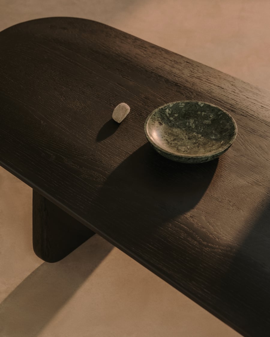 Pirita coffee table made from solid oak wood in a black finish, 146 x 56.5 cm FSC 100%