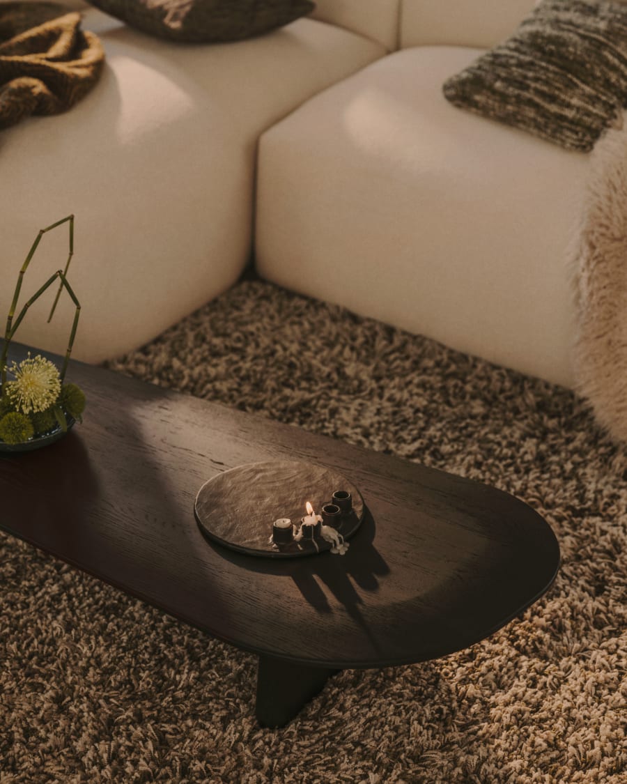 Pirita coffee table made from solid oak wood in a black finish, 146 x 56.5 cm FSC 100%