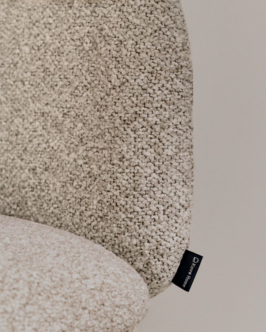 Idaira chair in thick beige chenille and steel legs in a beige finish, FSC Mix Credit
