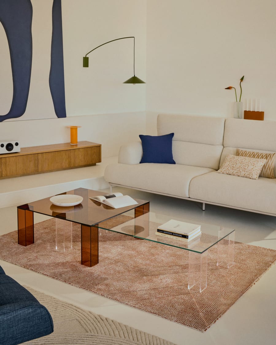 Elvan terracotta rug in a viscose and jute mix, 160 x 230 cm