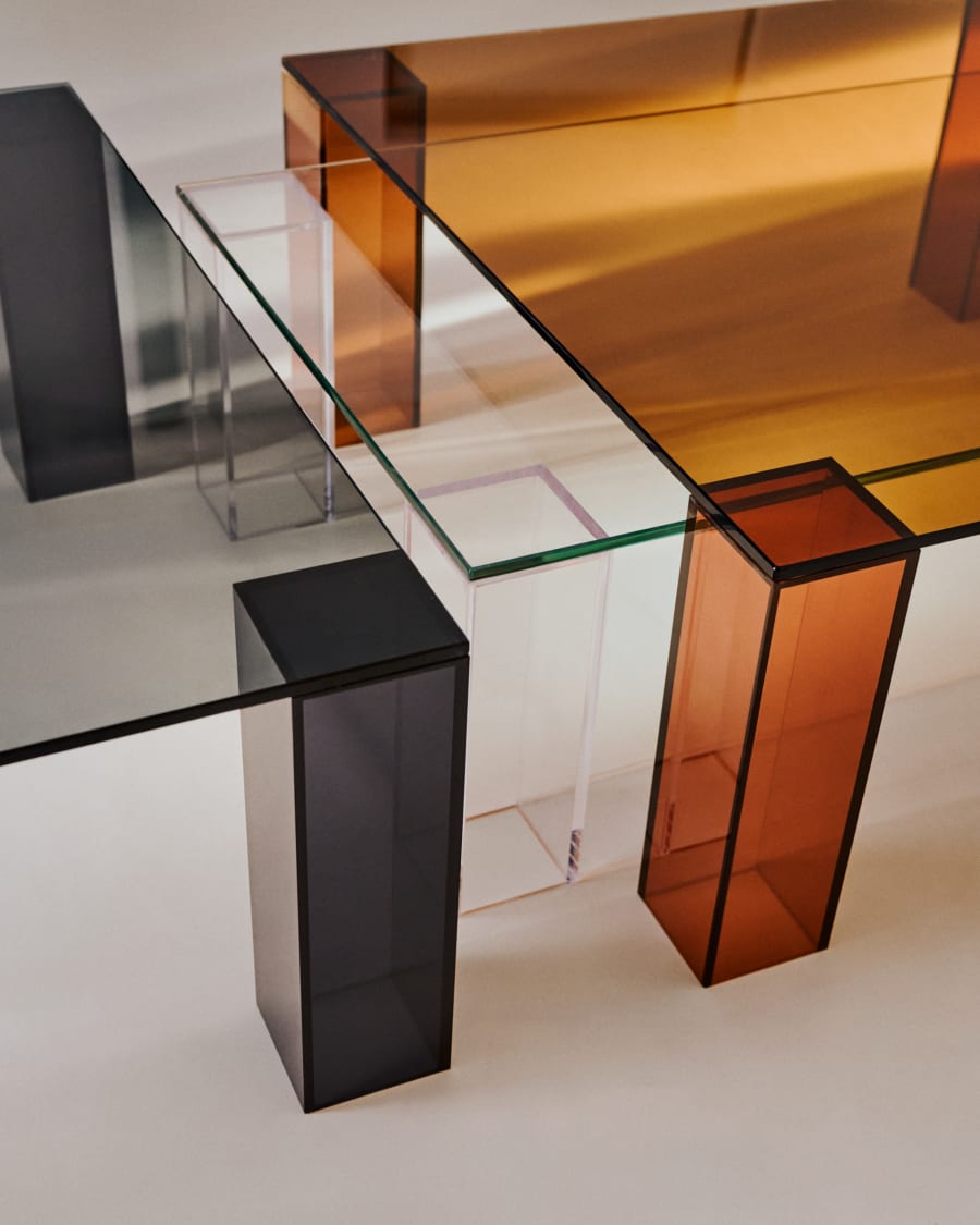 Adularia transparent, tempered-glass side table, 85 x 85 cm