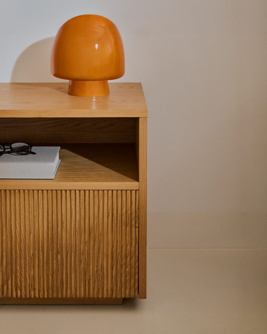 Helvine bedside table with 1 drawer in oak veneer, 60 x 52 cm FSC 100% Assembled