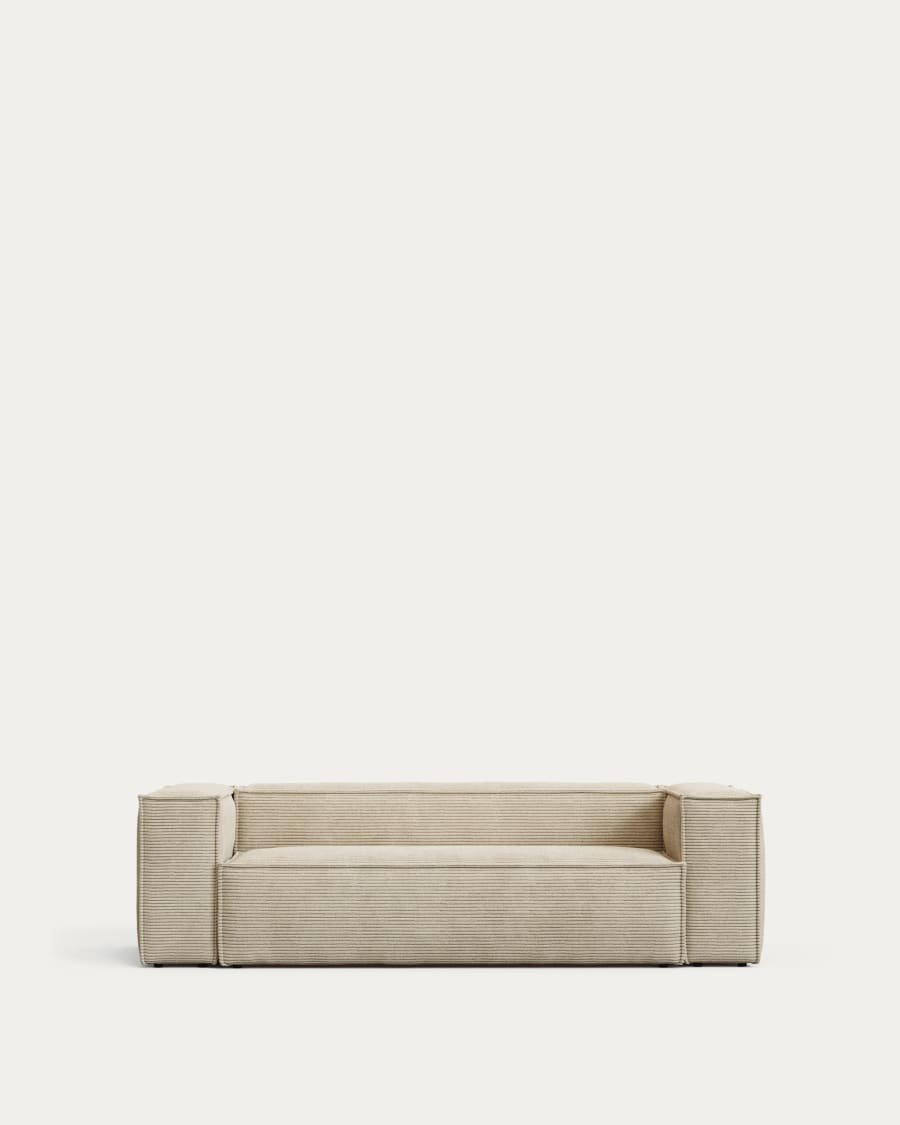 Blok 2 seater sofa in beige  wide seam corduroy, 210 cm