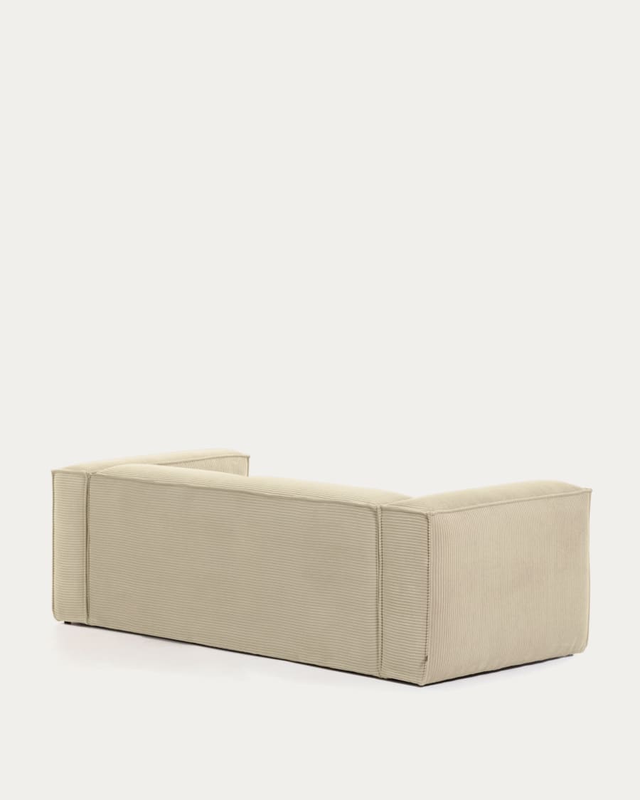 Blok 2 seater sofa with right side chaise longue in beige wide seam corduroy, 220 cm