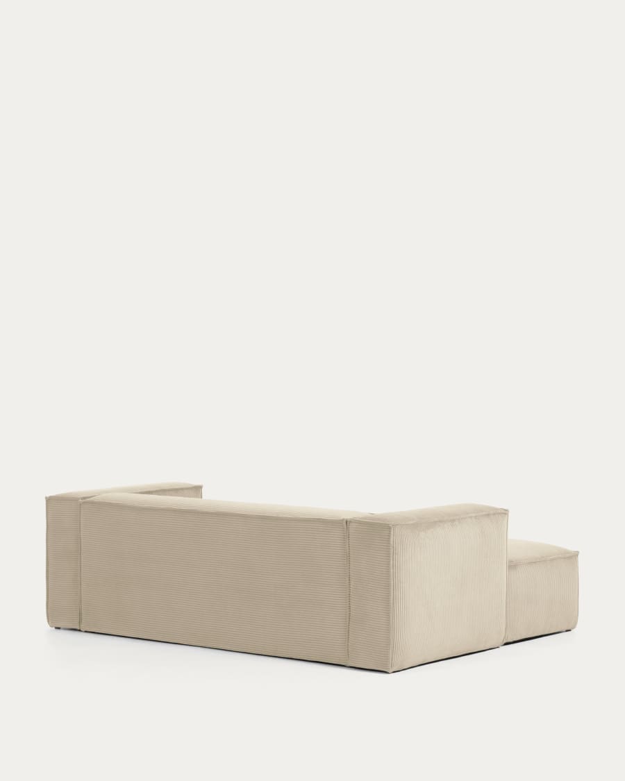 Blok 2 seater sofa with left side chaise longue in beige wide seam corduroy, 220 cm