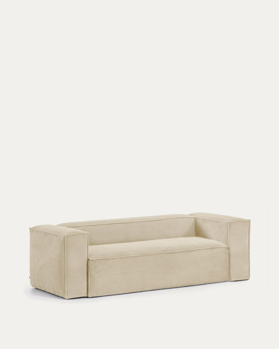 Blok 2 seater sofa in beige  wide seam corduroy, 210 cm