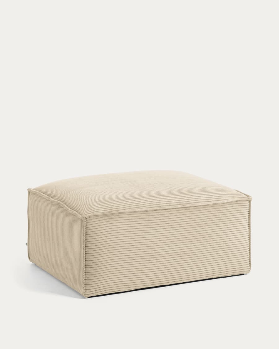 Blok footrest in beige wide seam corduroy, 90 x 70 cm