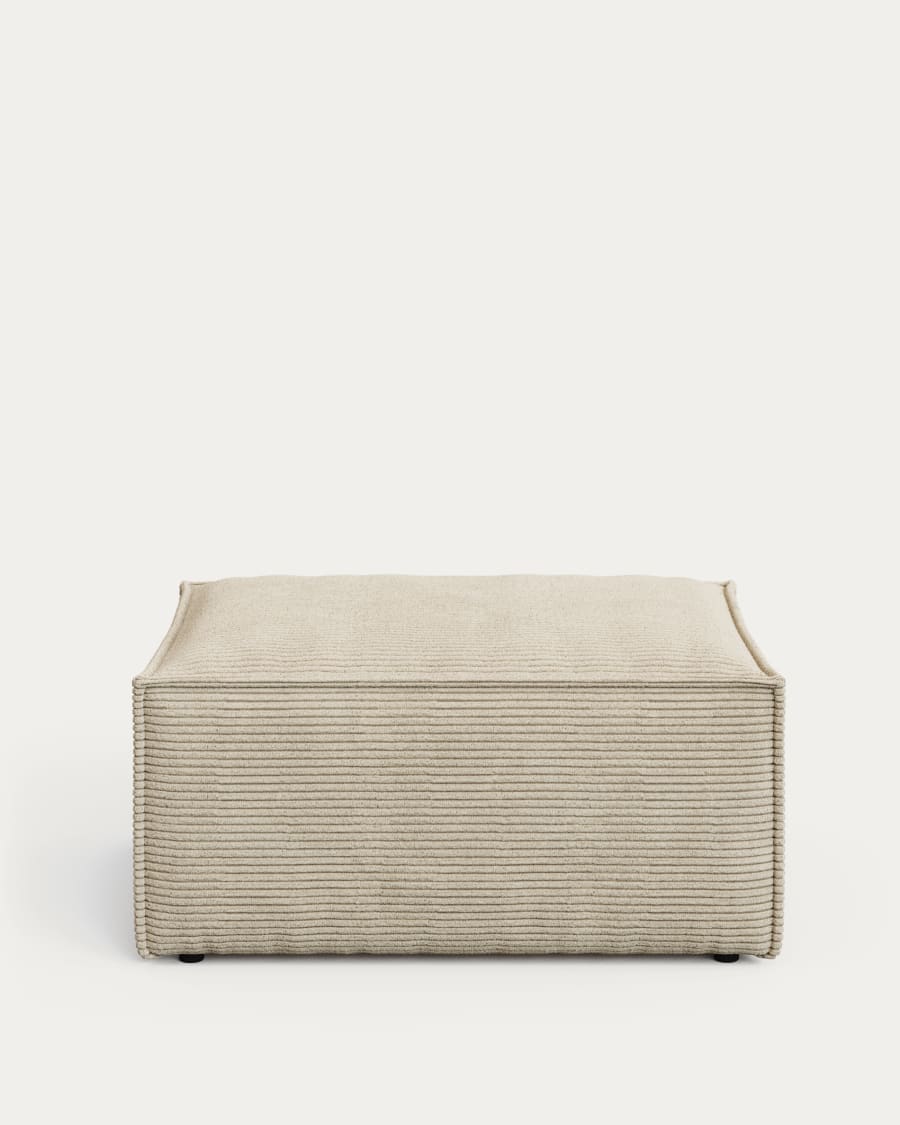 Blok footrest in beige wide seam corduroy, 90 x 70 cm