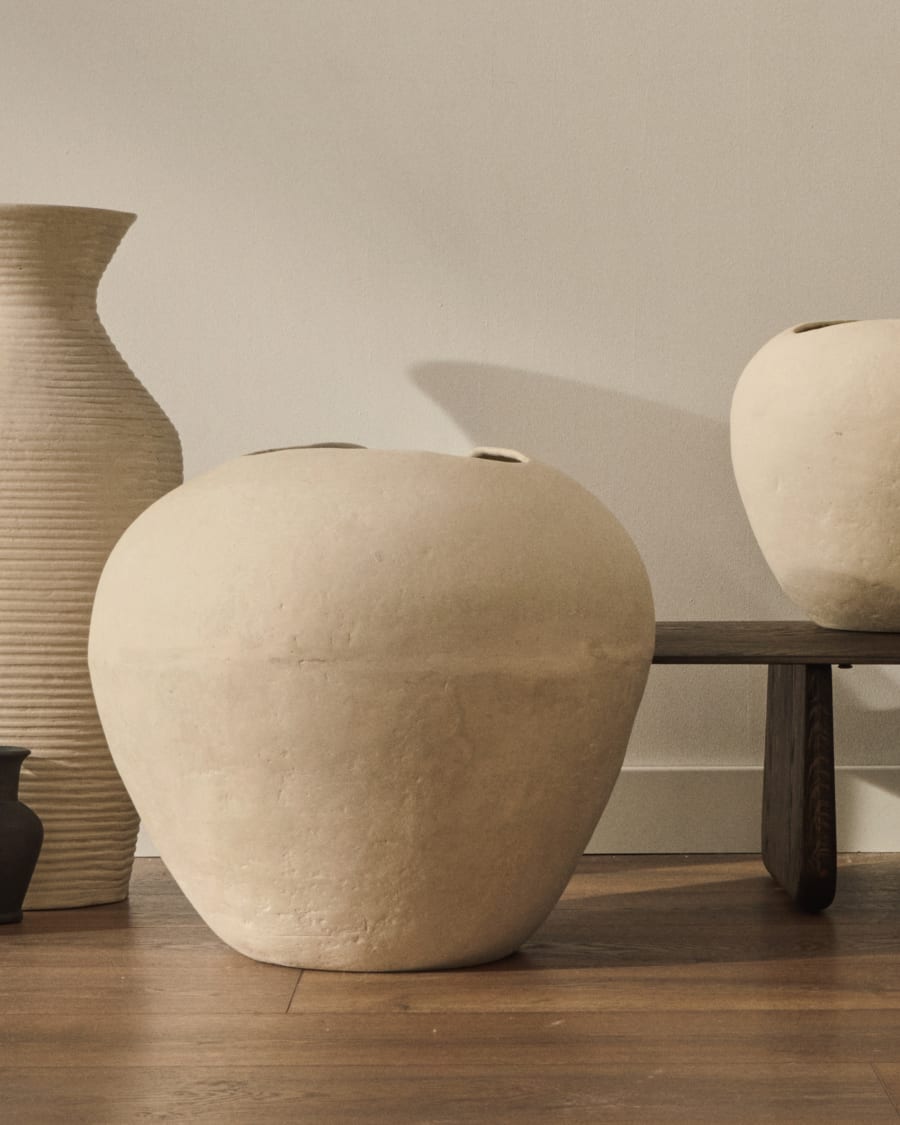 Mimum, white papier mâché vase, 49 cm
