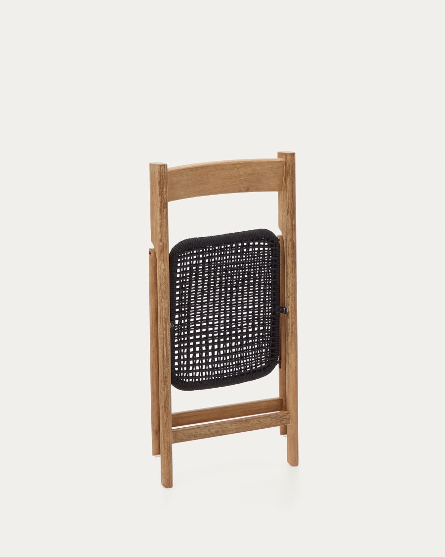 Dandara folding chair in solid acacia wood with steel structure and black cord FSC 100%