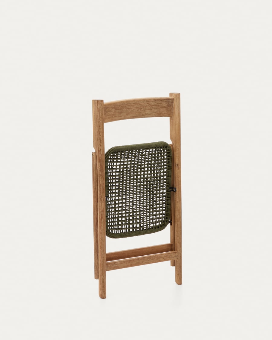 Dandara folding chair in solid acacia wood with steel structure and green cord FSC 100%