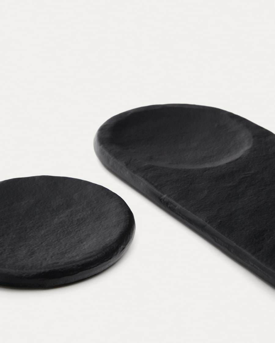Mabic set of 2 black aluminium trays