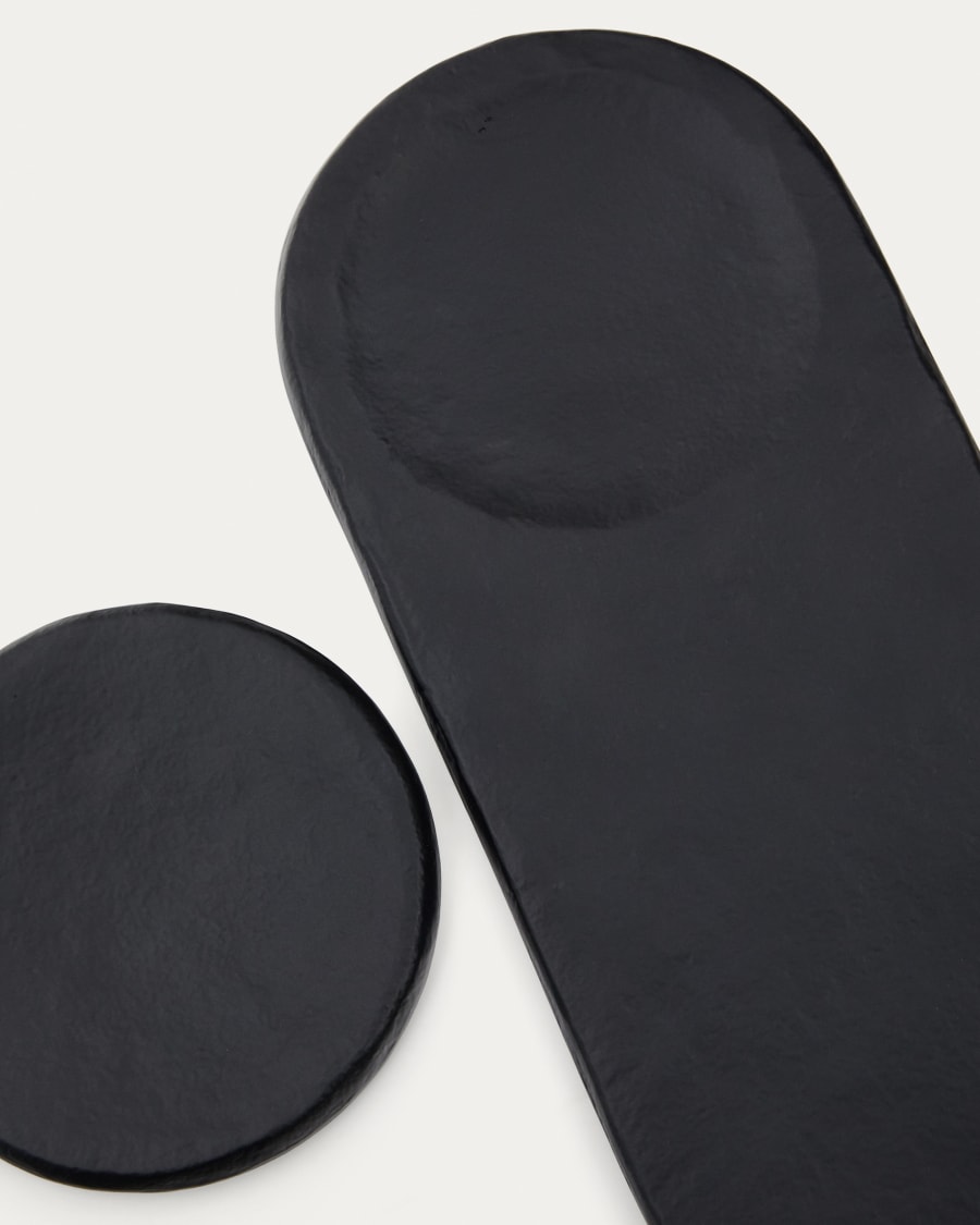 Mabic set of 2 black aluminium trays