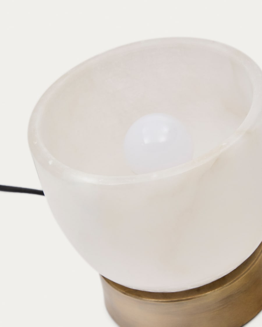 Shenli table lamp in alabaster and metal with a brass finish UK adapter