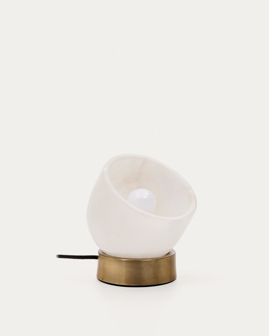 Shenli table lamp in alabaster and metal with a brass finish UK adapter