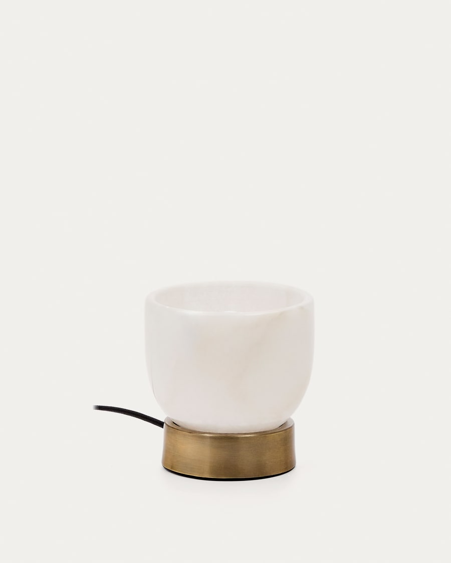 Shenli table lamp in alabaster and metal with a brass finish UK adapter