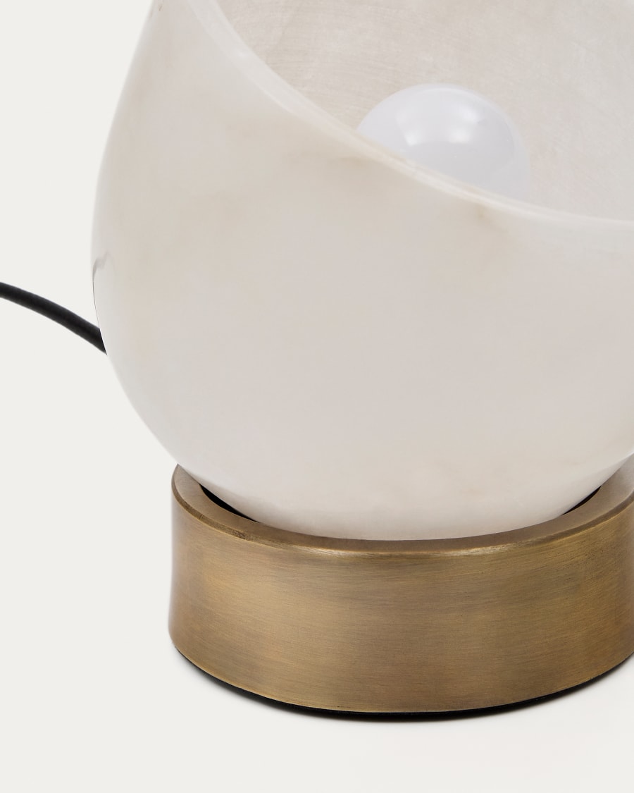 Shenli table lamp in alabaster and metal with a brass finish UK adapter