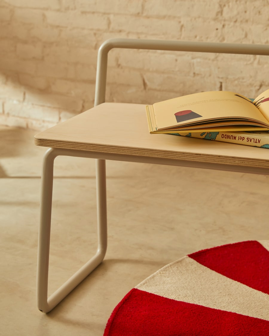 Tinn ash veneer bench with a beige metal structure, 75 cm