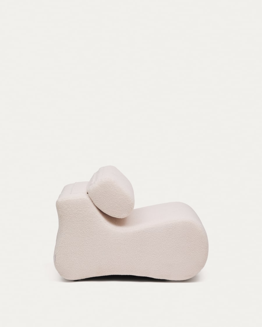 Club ecru-coloured, bouclé armchair