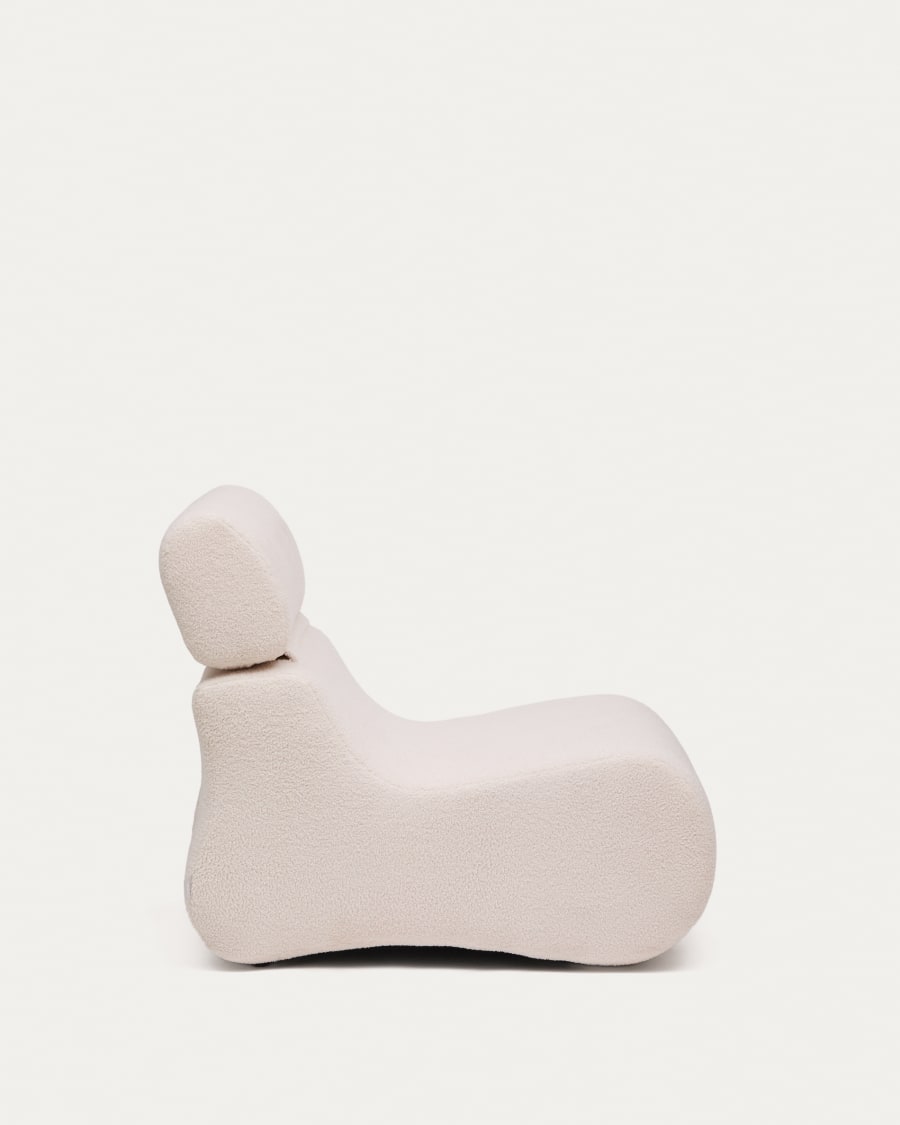 Club ecru-coloured, bouclé armchair