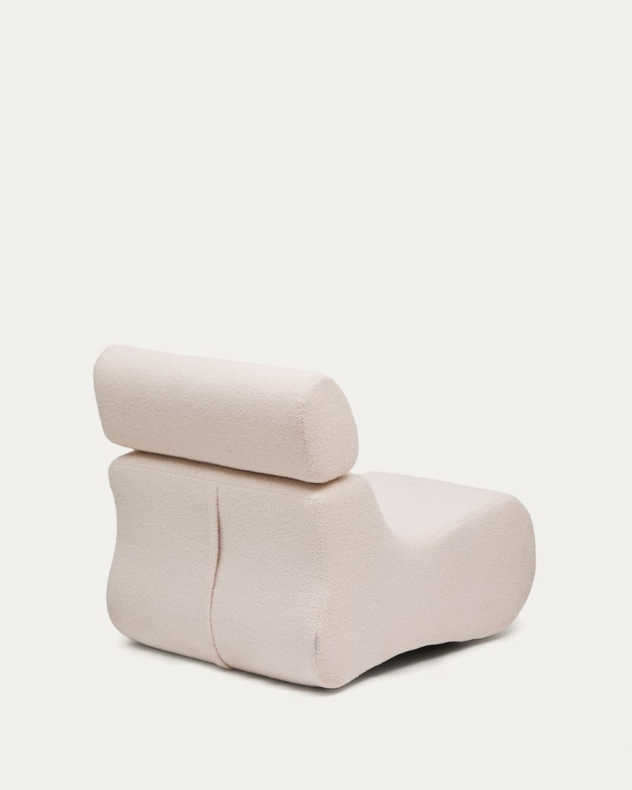 Club ecru-coloured, bouclé armchair