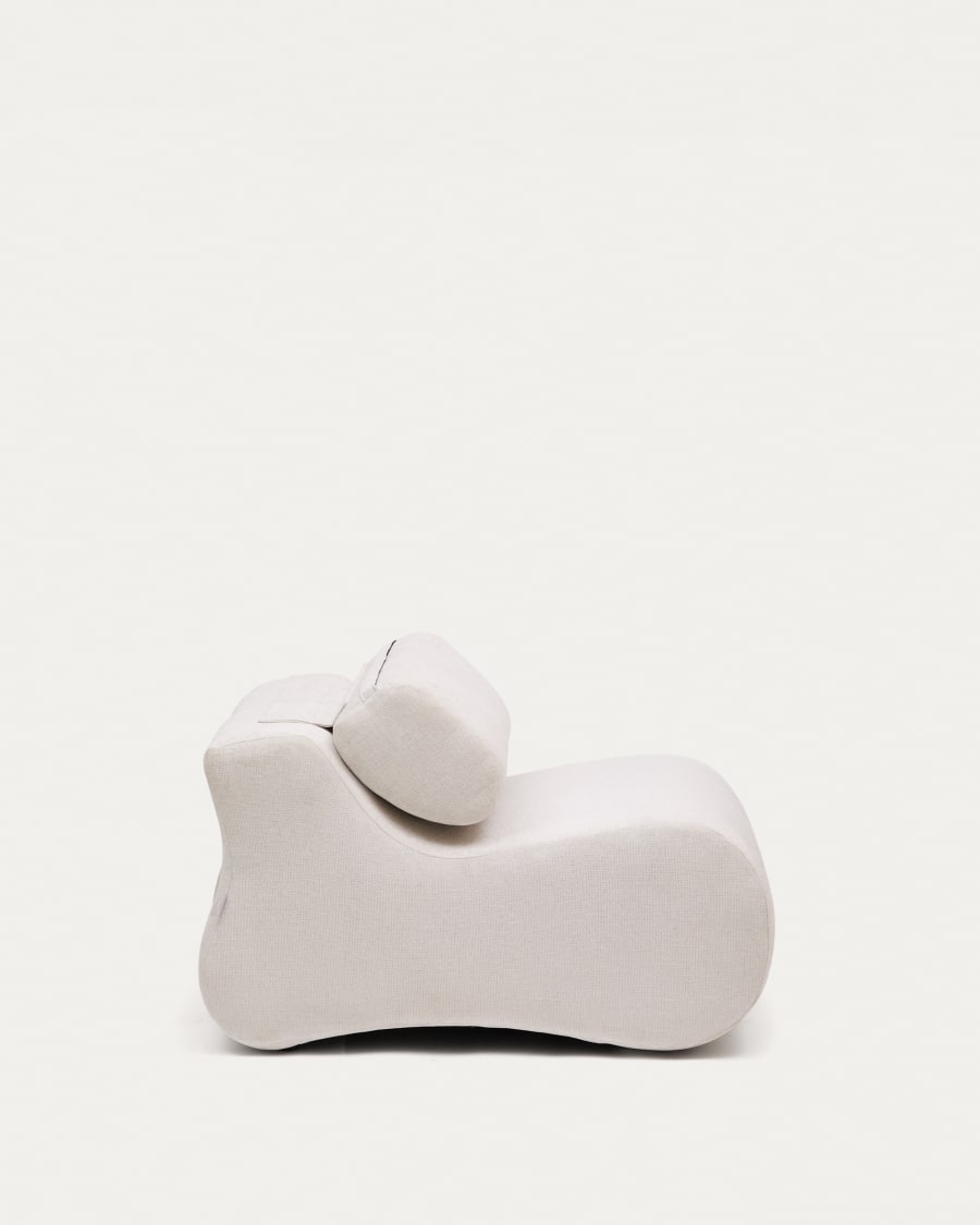 Club pearl-coloured, chenille armchair