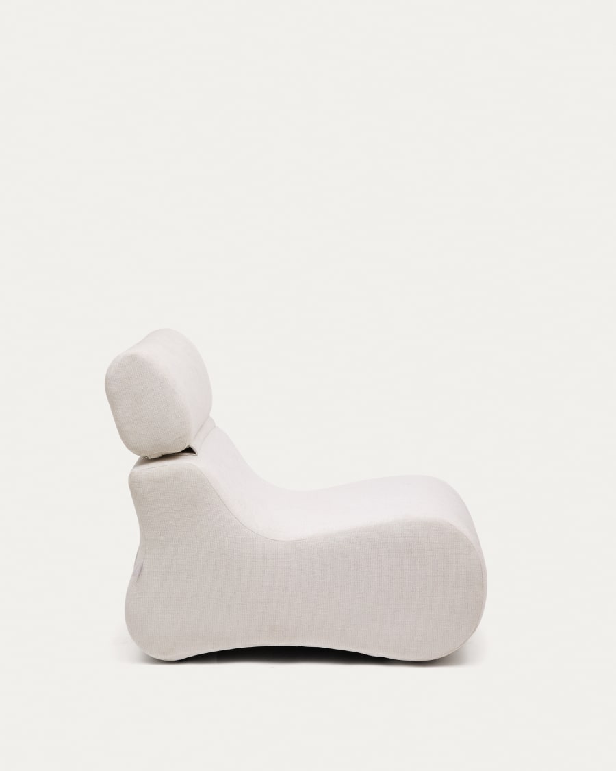 Club pearl-coloured, chenille armchair