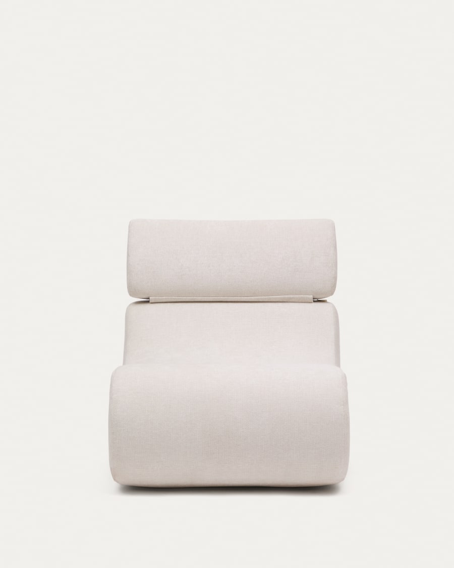 Club pearl-coloured, chenille armchair