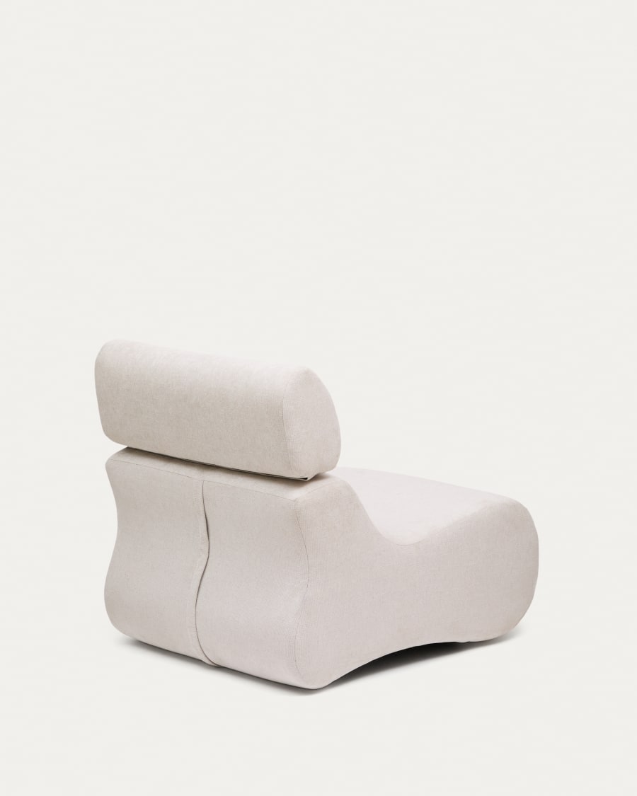 Club pearl-coloured, chenille armchair