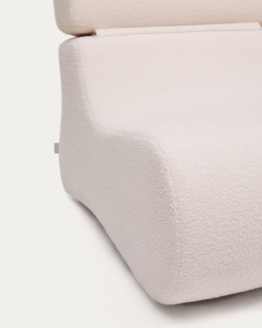 Club ecru-coloured, bouclé armchair