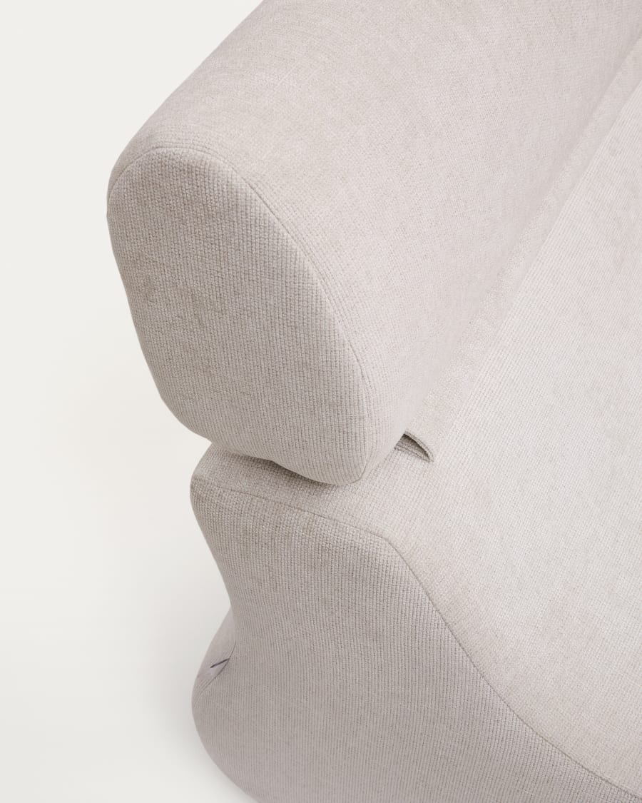 Club pearl-coloured, chenille armchair