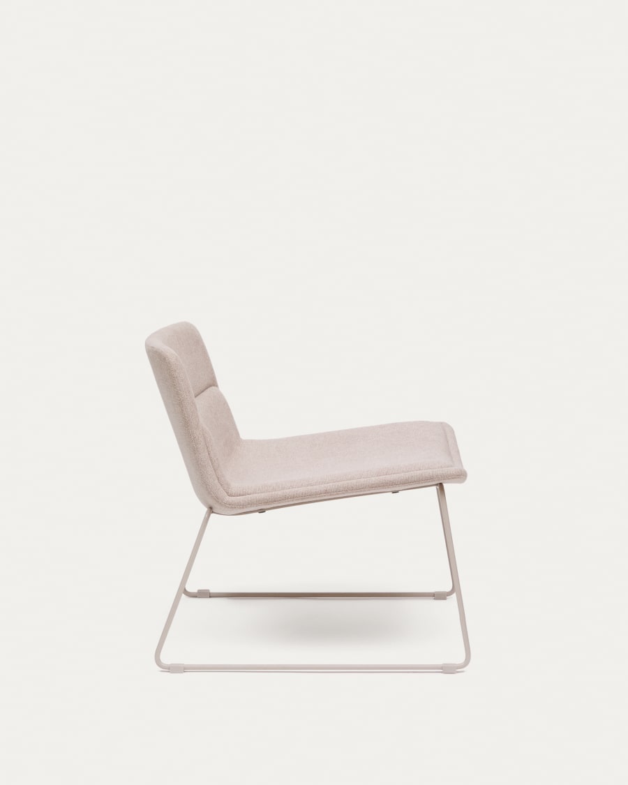 Zahara beige armchair and steel in a beige finish, 100% FSC