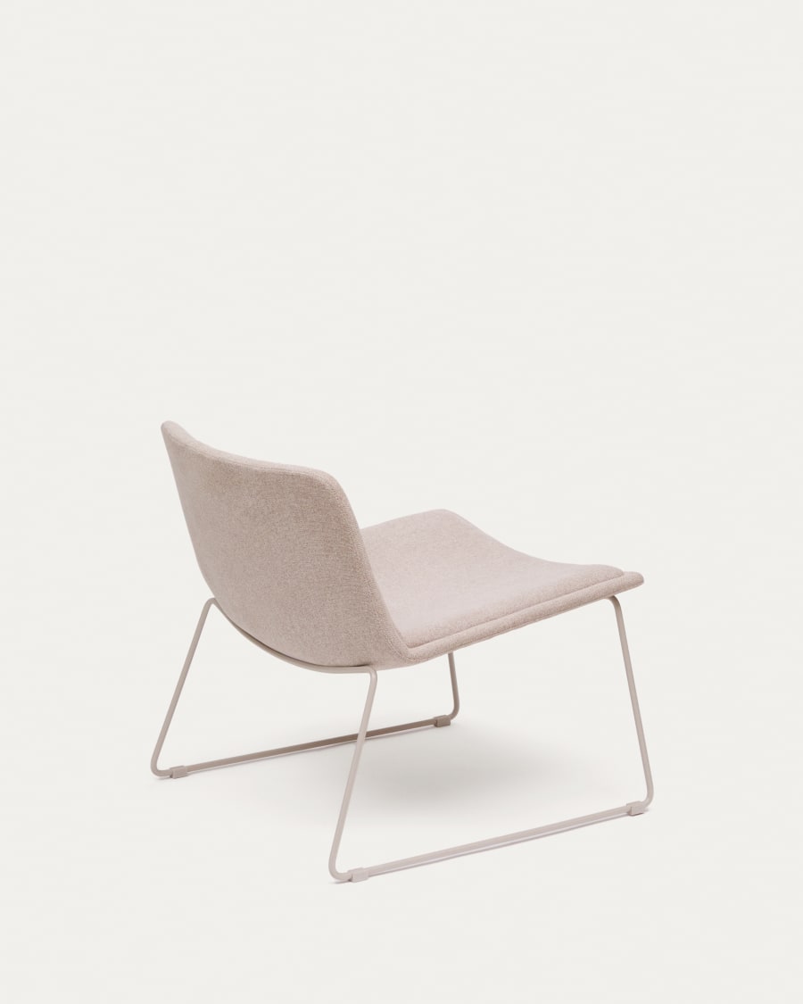 Zahara beige armchair and steel in a beige finish, 100% FSC
